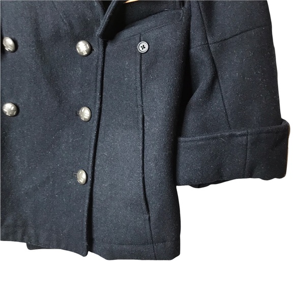 Anthropologie Celestial Deep Navy Pea Coat Jacket Wool Blend Button Fron… - Picture 8 of 16